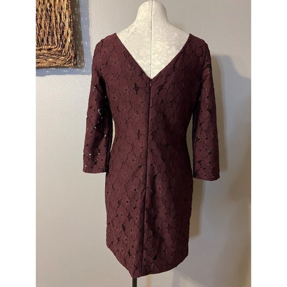 DVF Dress 8 Plum Sarita Flower Stretch Lace Career Church - Picture 4 of 13